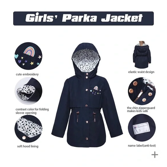 Darling navy blue hooded trench coat Rokka & Rolla size XS (4-5)